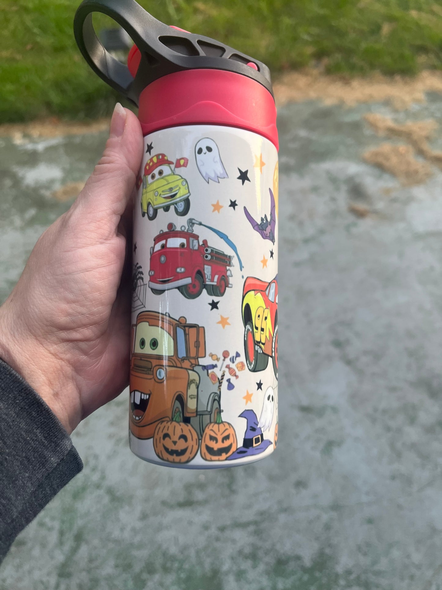 Cars Halloween 12oz kids tumbler red/black lid