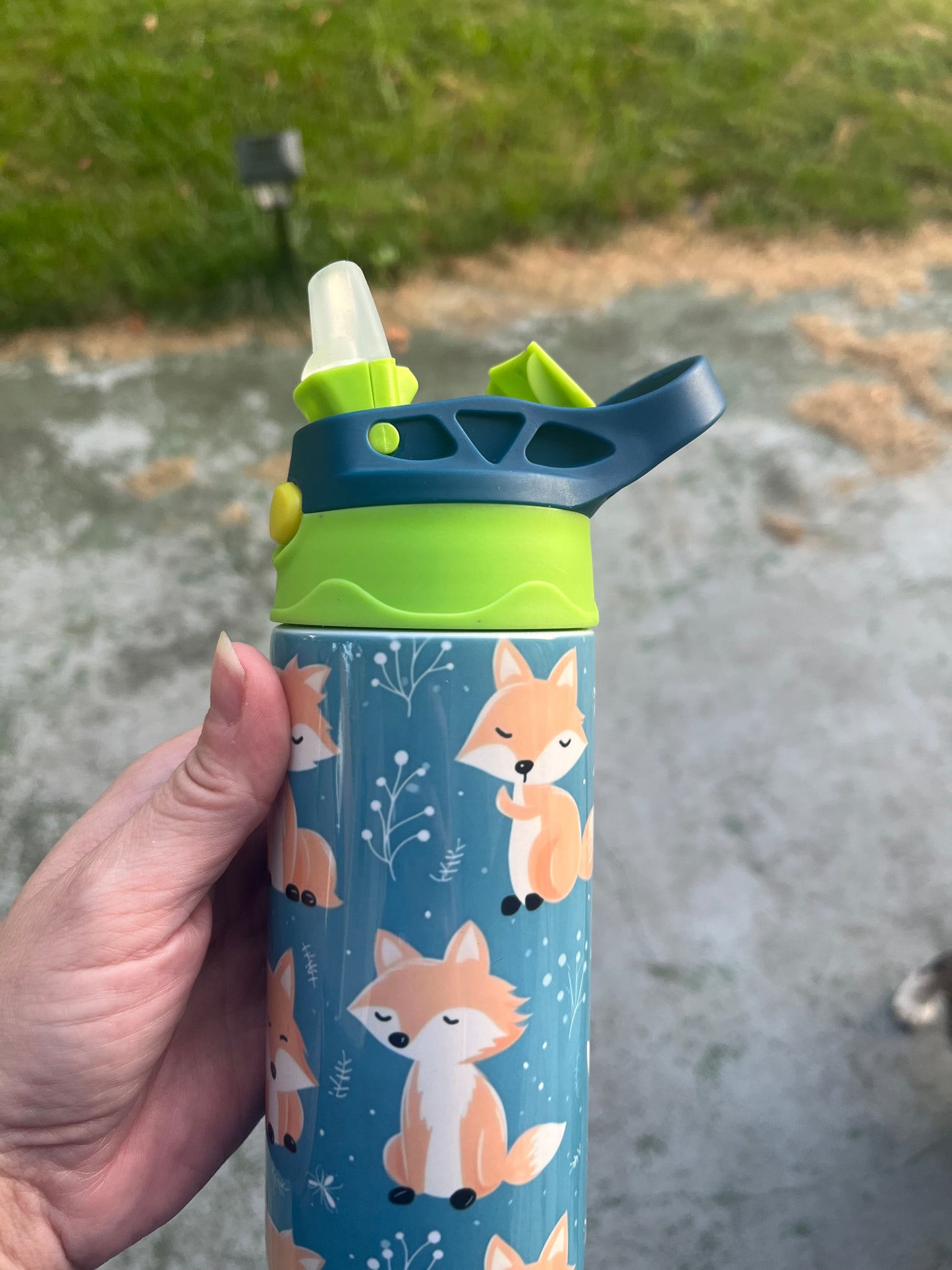 Fox 12oz kids tumbler blue/green lid