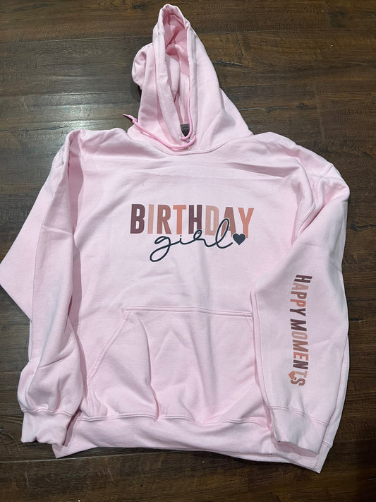 Birthday girl, happy moments hoodie