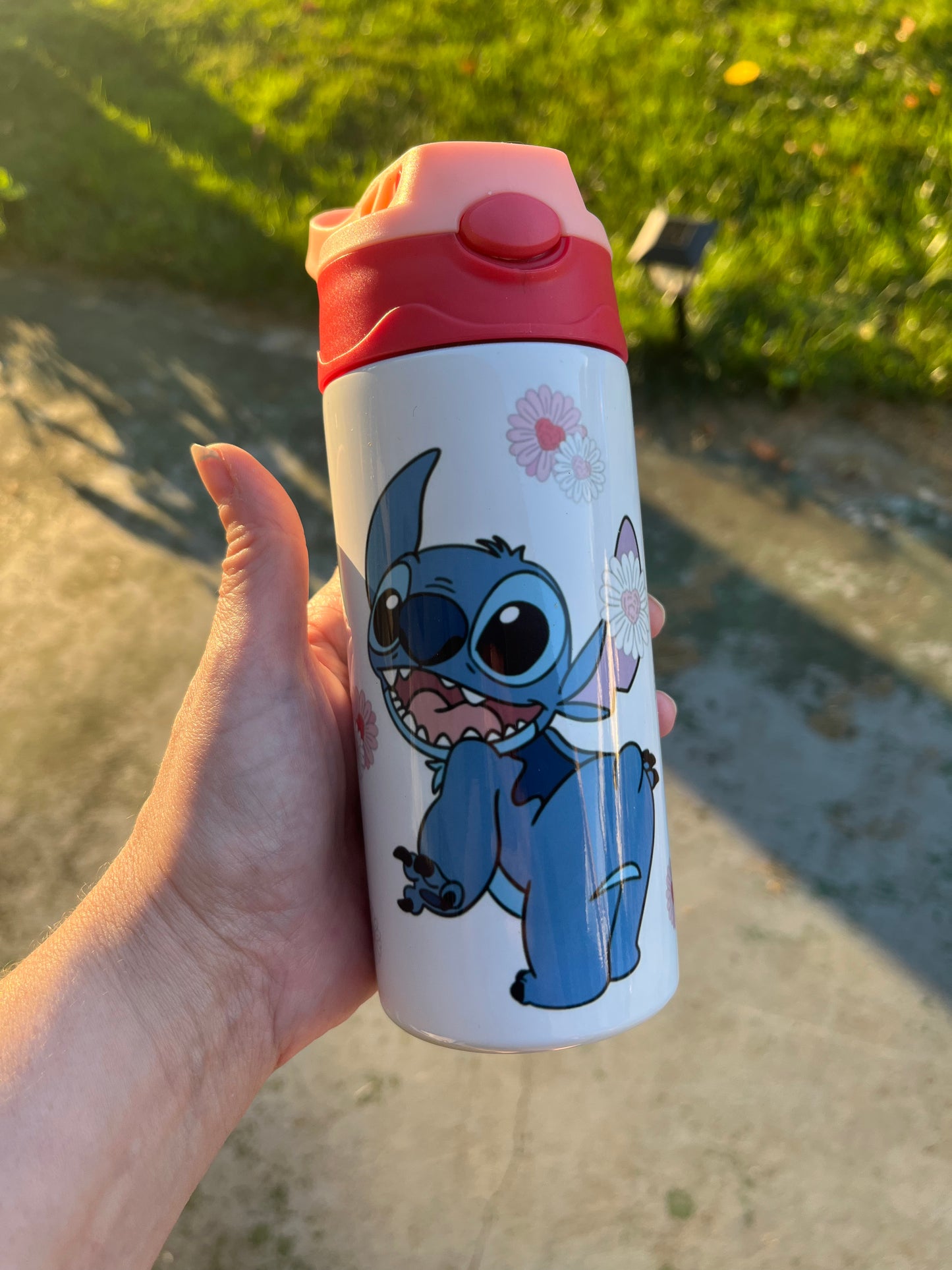 Stitch 12oz kids tumbler with pink/red lid