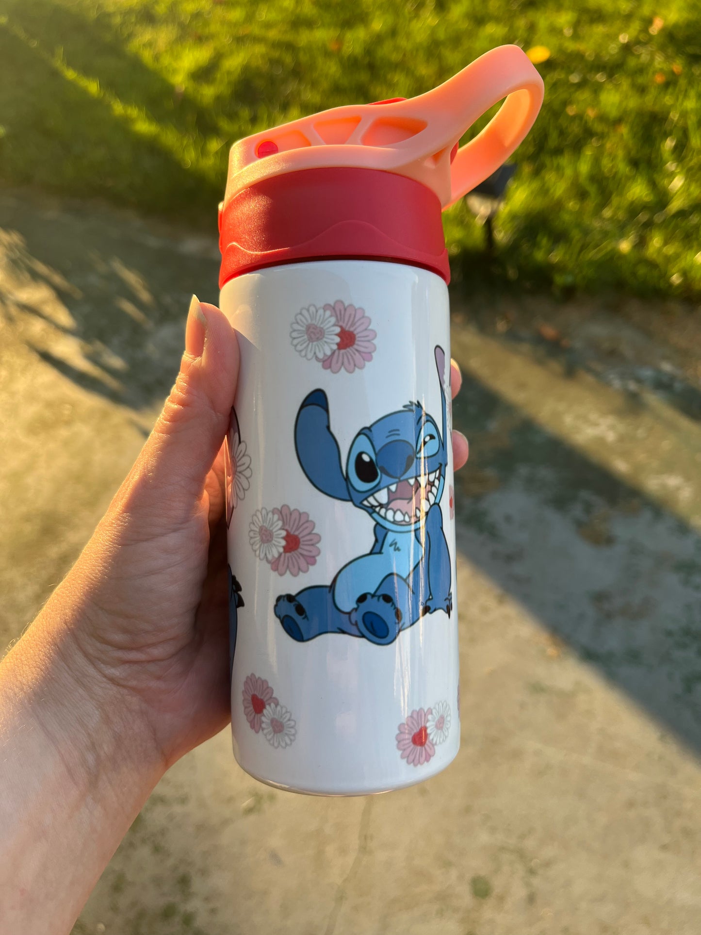 Stitch 12oz kids tumbler with pink/red lid