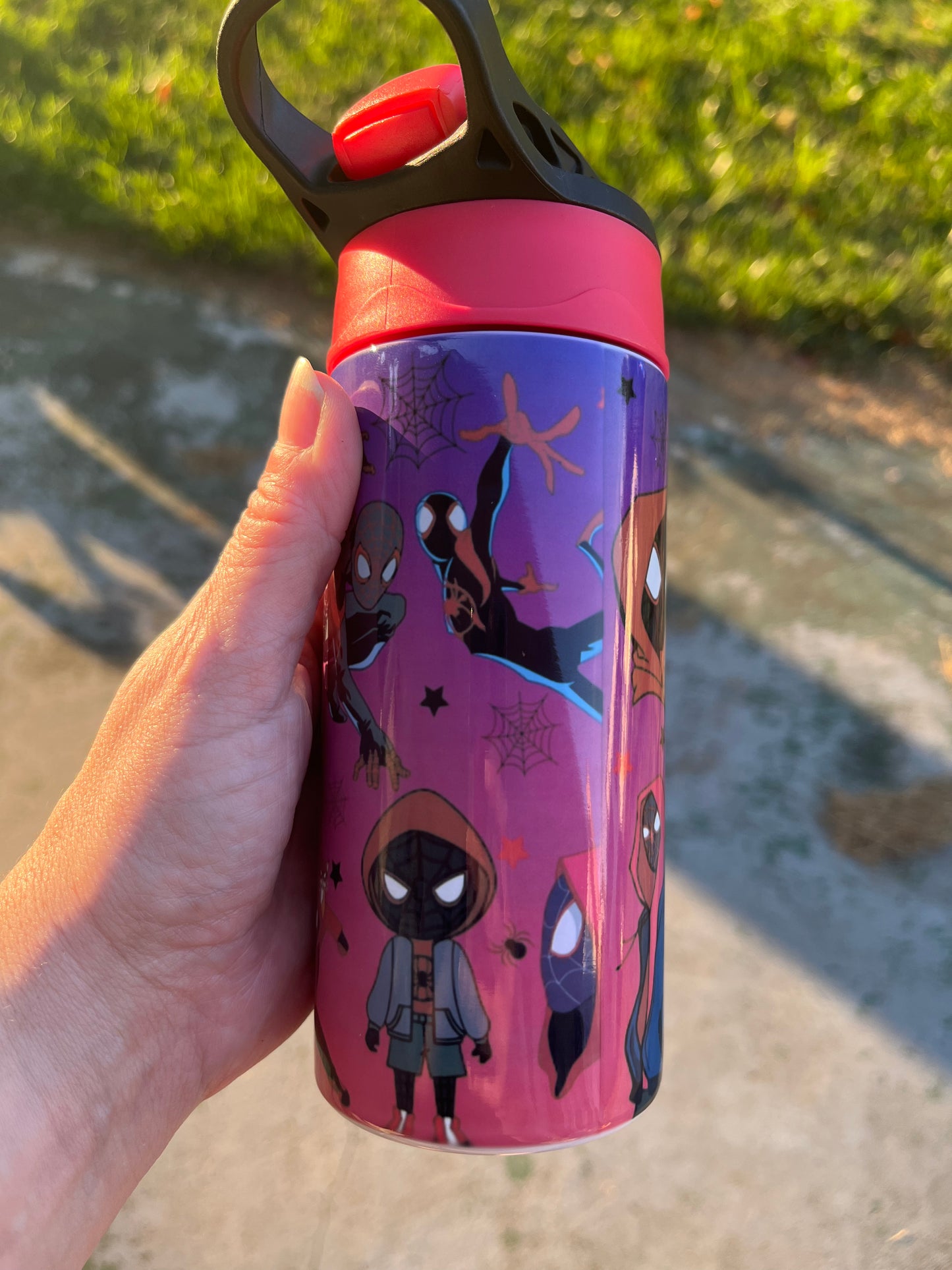 Spider man 12oz kids tumbler red/black lid